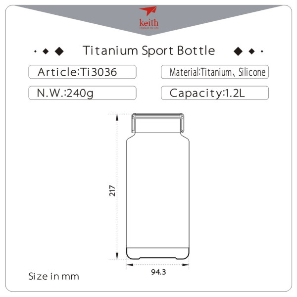 Boca Keith Titanium Titanium Sport Bottle 1,2 l