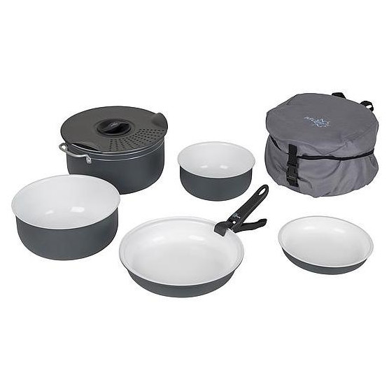 Set posuđa Bo-Camp Cookware set Camping 7 crna/bijela Black/White