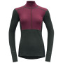 Ženska termo majica Devold Lauparen Merino 190 Zip Neck Wmn crna/crvena