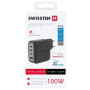Adapter Swissten GaN Travel Charger 100W 3X USB-C PD + USB-A