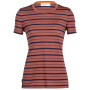 Ženska majica Icebreaker Women Wave SS Tee Stripe crvena/crna