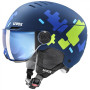 Dječja skijaška kaciga Uvex Rocket Jr. Visor plava/zelena blue puzzle